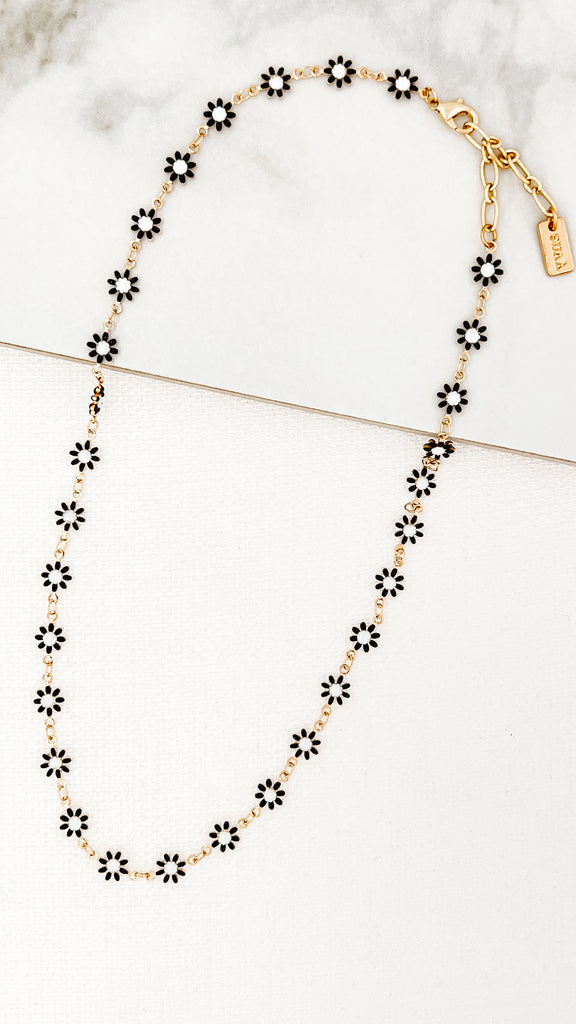 Daisy Necklace in Black/Gold