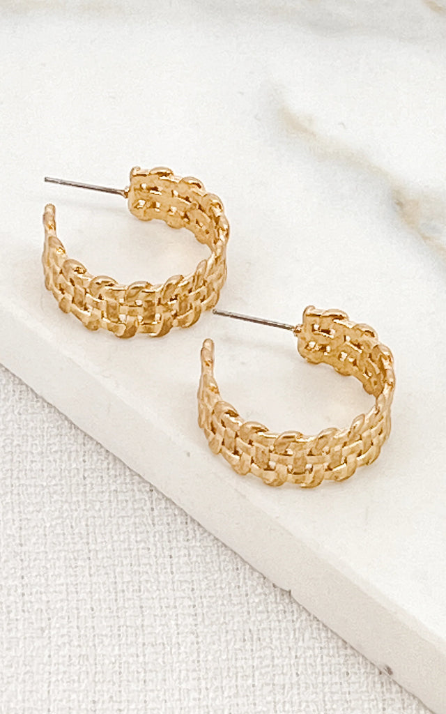 Woven Hoops in Gold