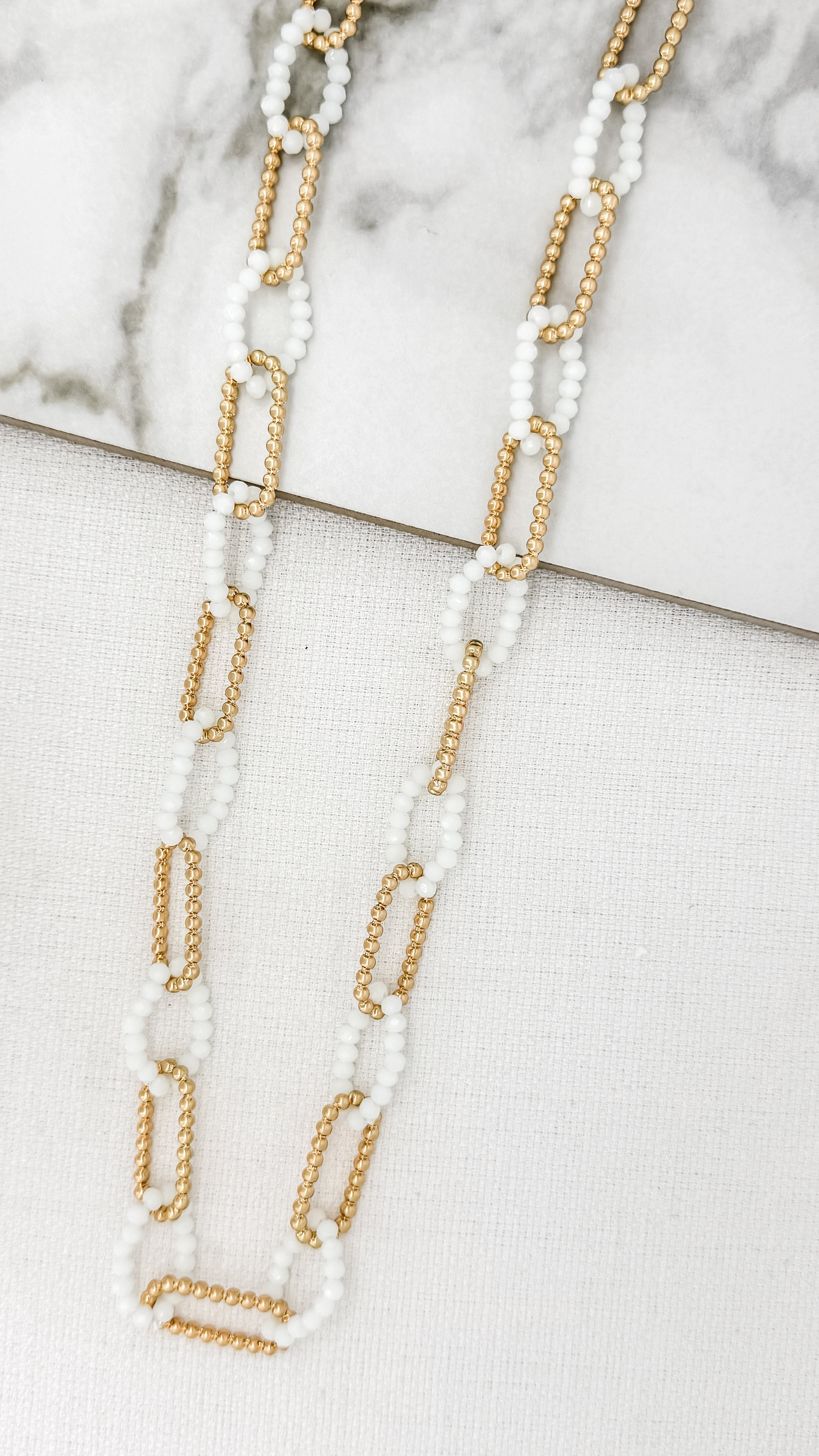 Beaded Chain in Gold and White