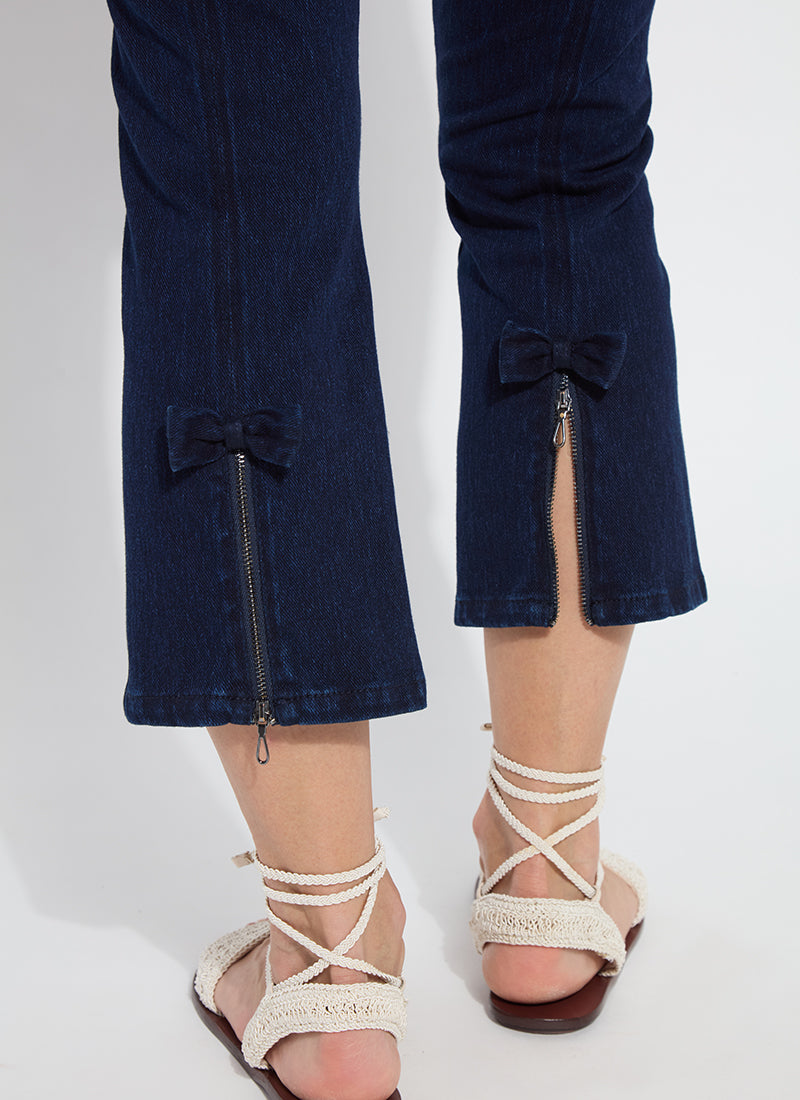 Cropped Bow Jeans - Dark Indigo