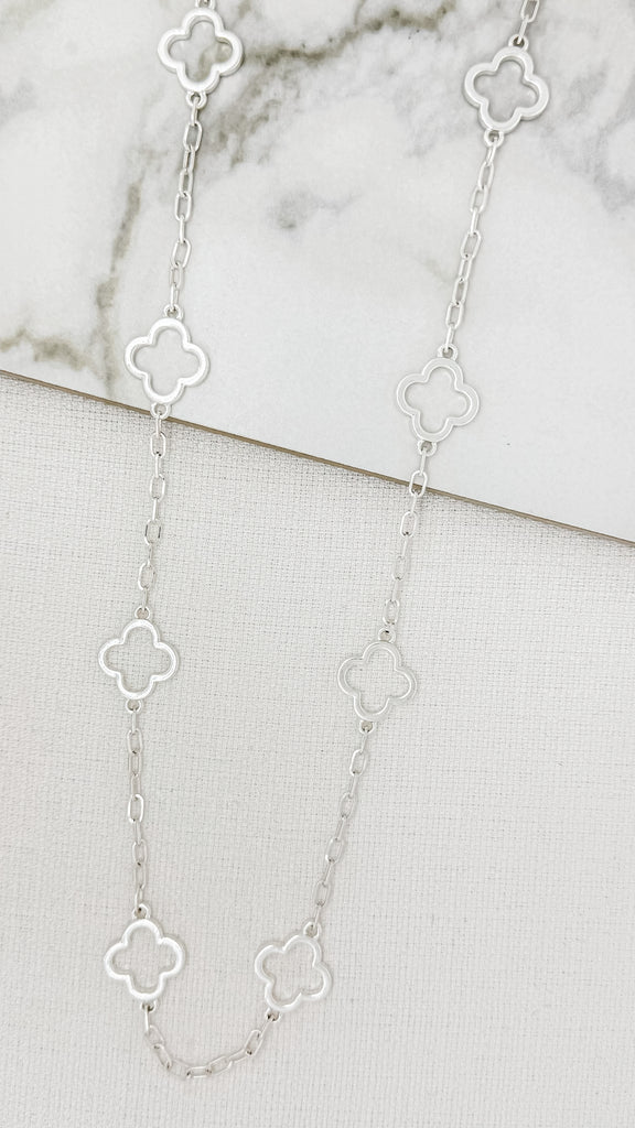 Cut Out Clover Necklace in Silver