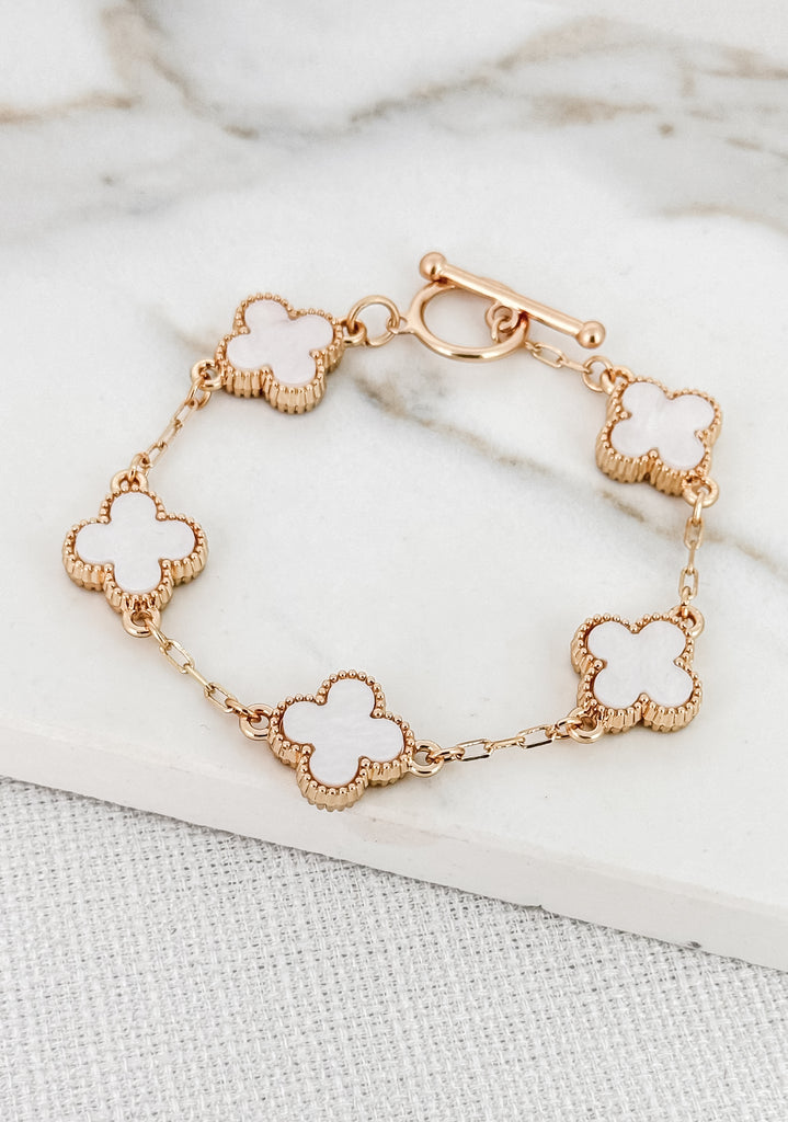 Clover Bracelet in Gold and White