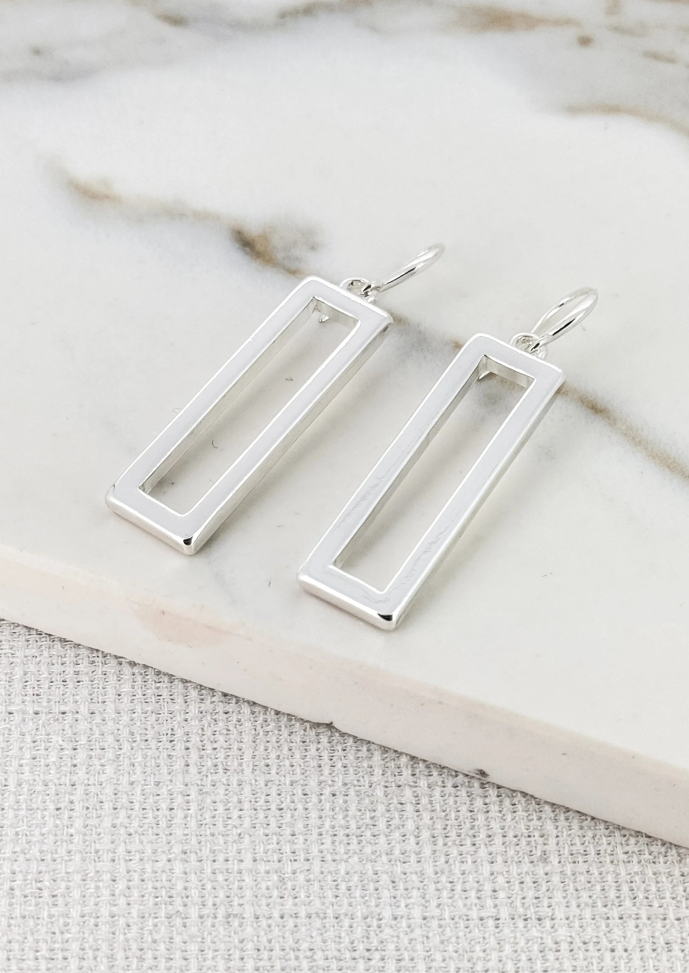 Rectangle Earrings - Silver