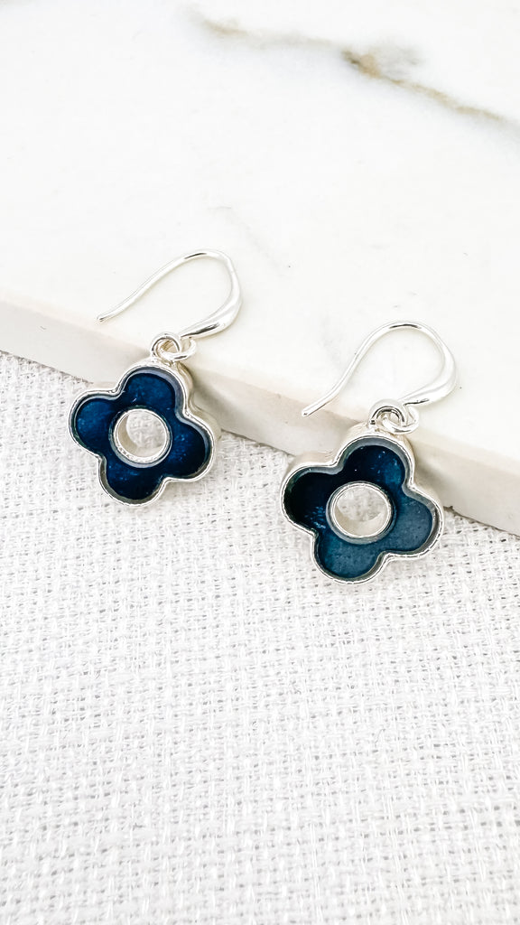 Clover Earrings in Silver and Grey