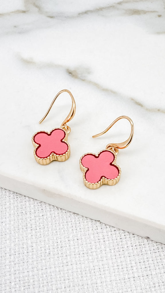 Clover Earrings in Gold and Pink