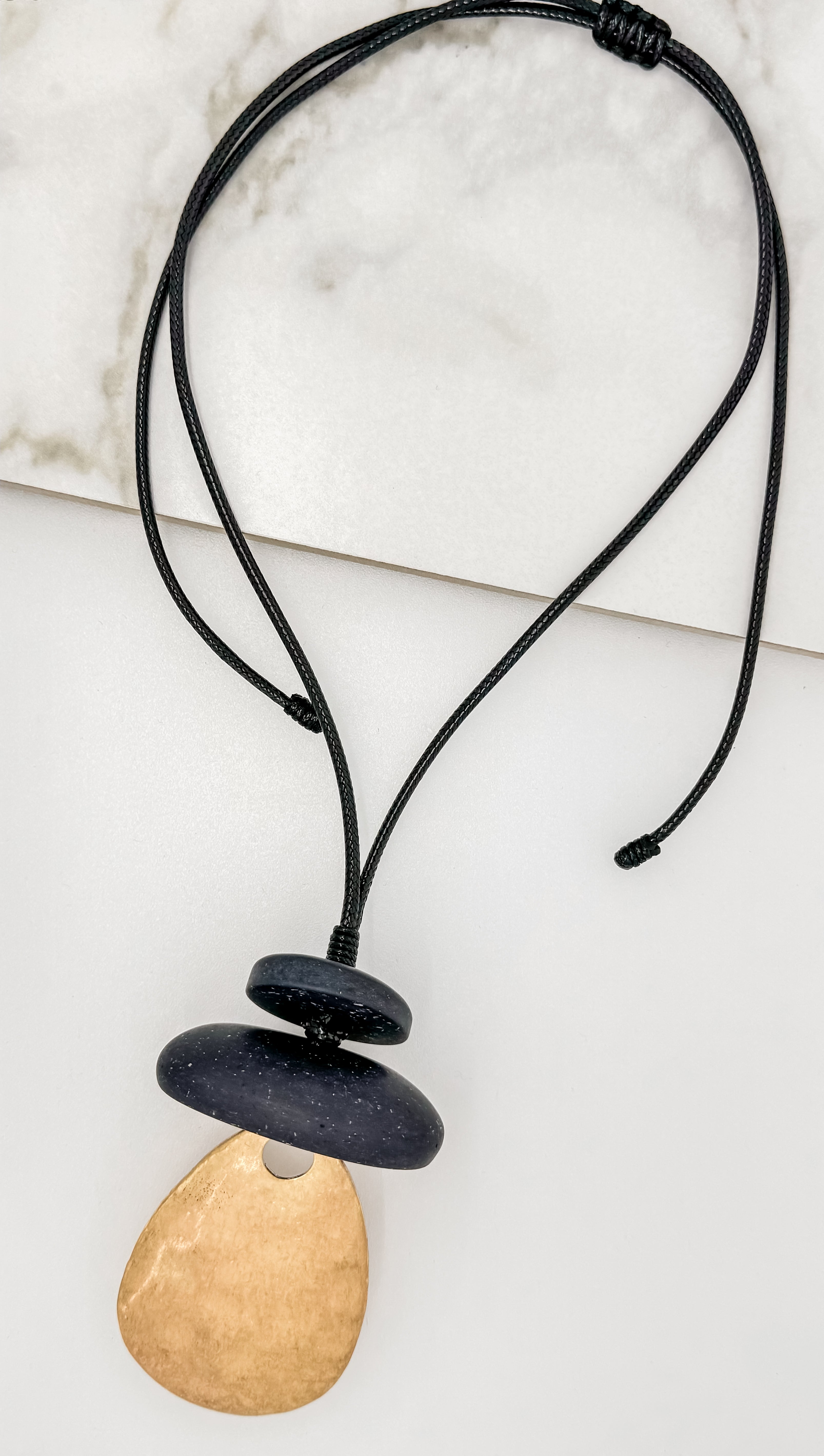 Adjustable Rope Necklace in Black