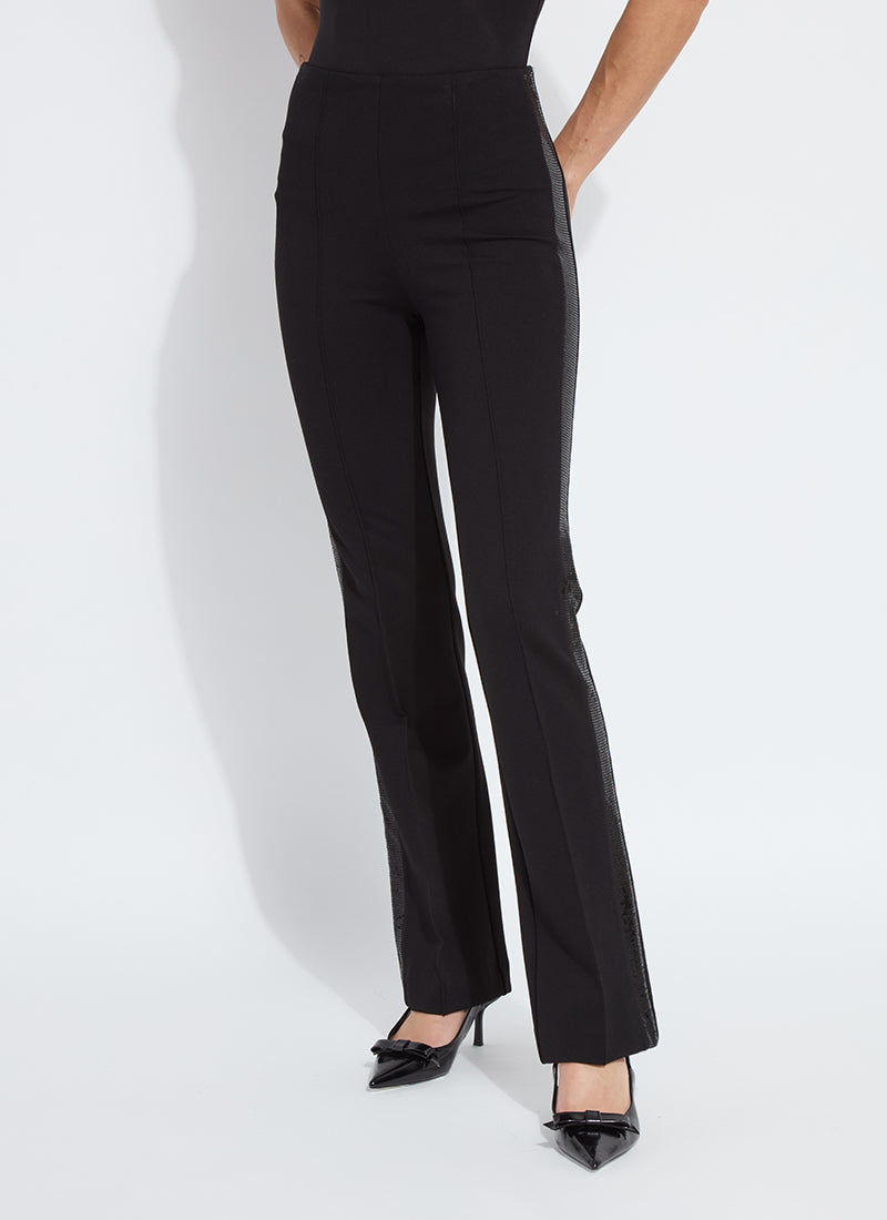 Elysse Sequin Side Stripe Trousers - Black