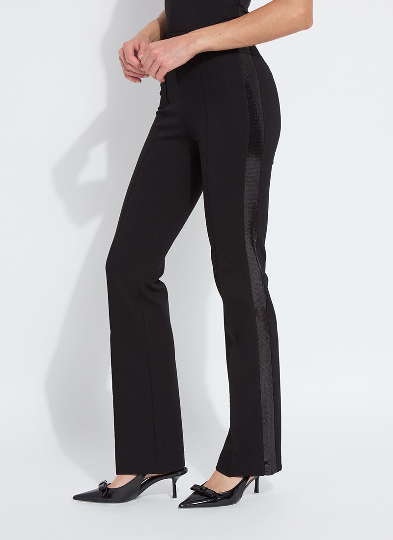 Elysse Sequin Side Stripe Trousers - Black