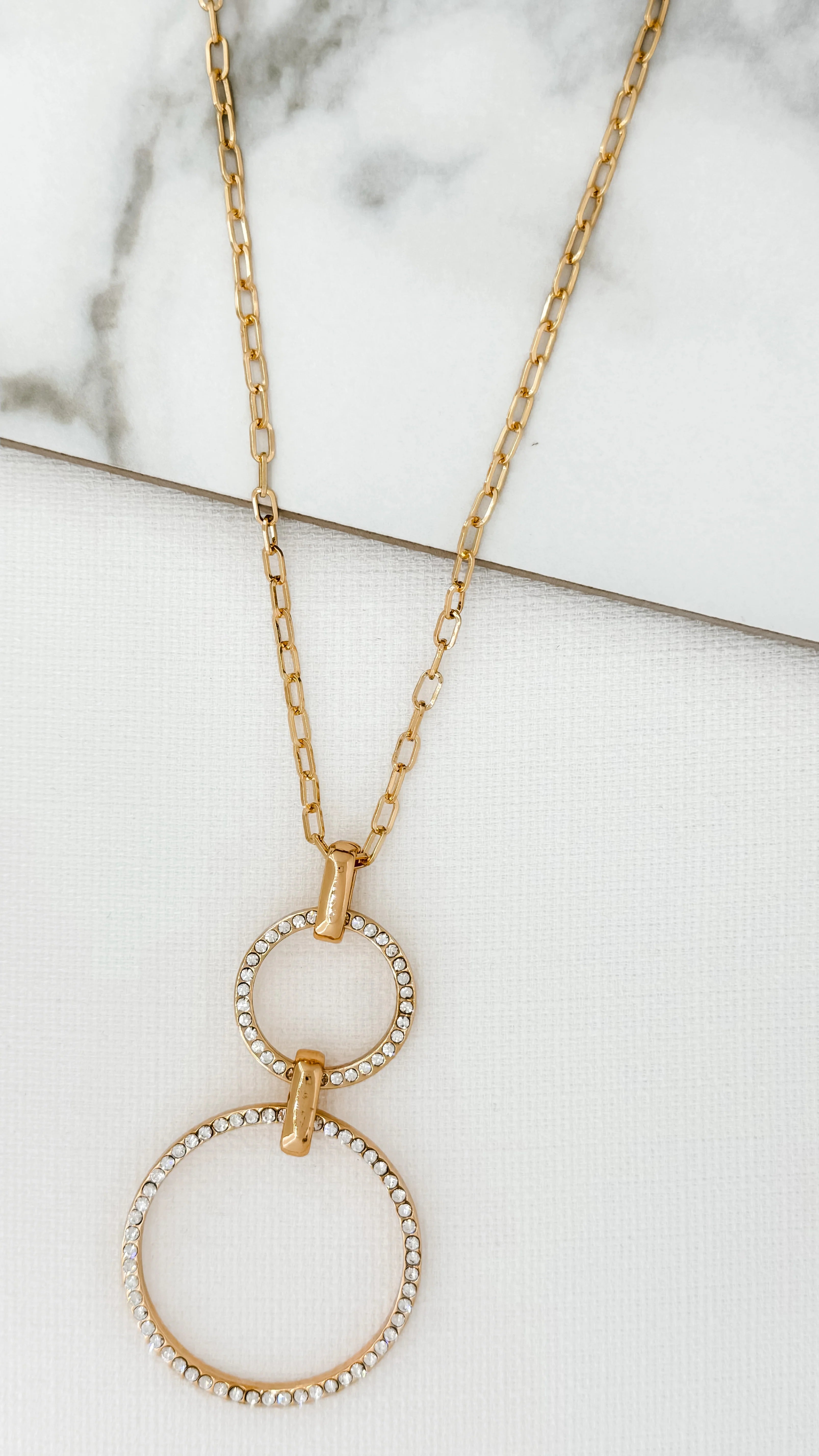 Diamante Circle Necklace - Gold