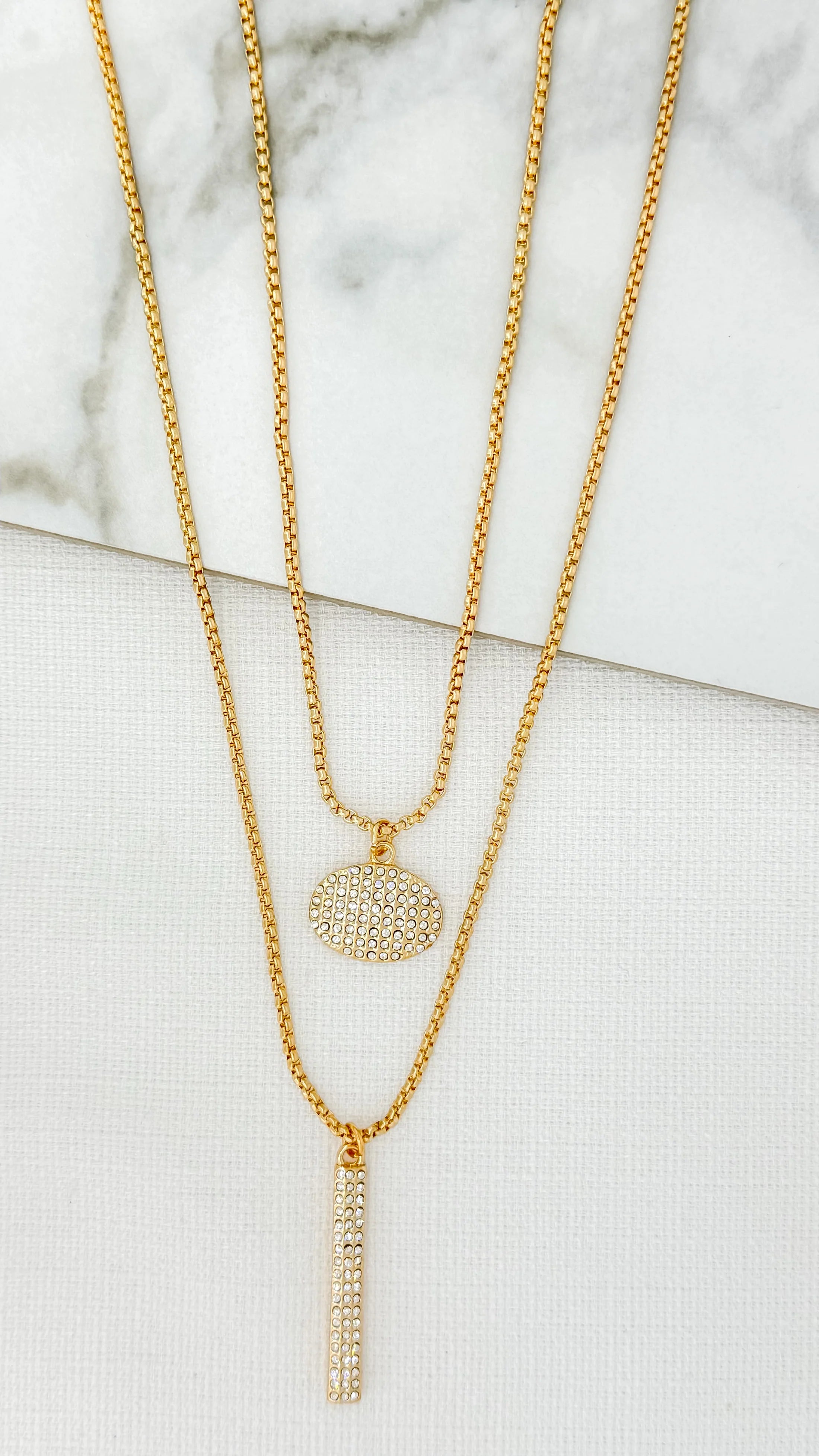 Diamante Layered Necklace - Gold