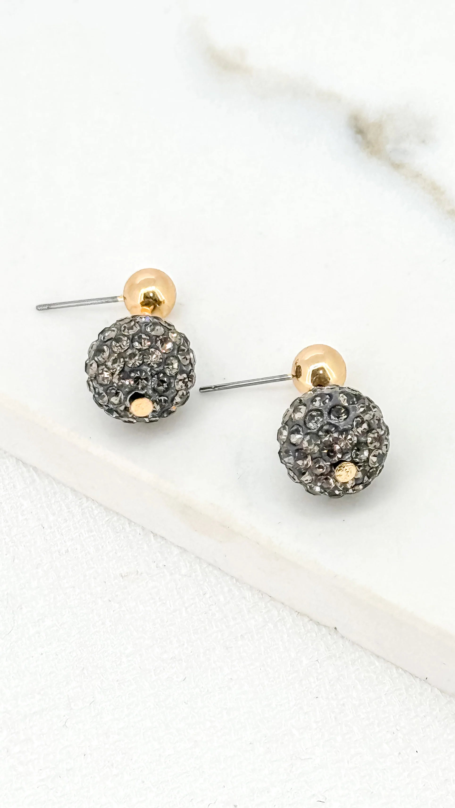 Crystal Earrings - Grey/Gold