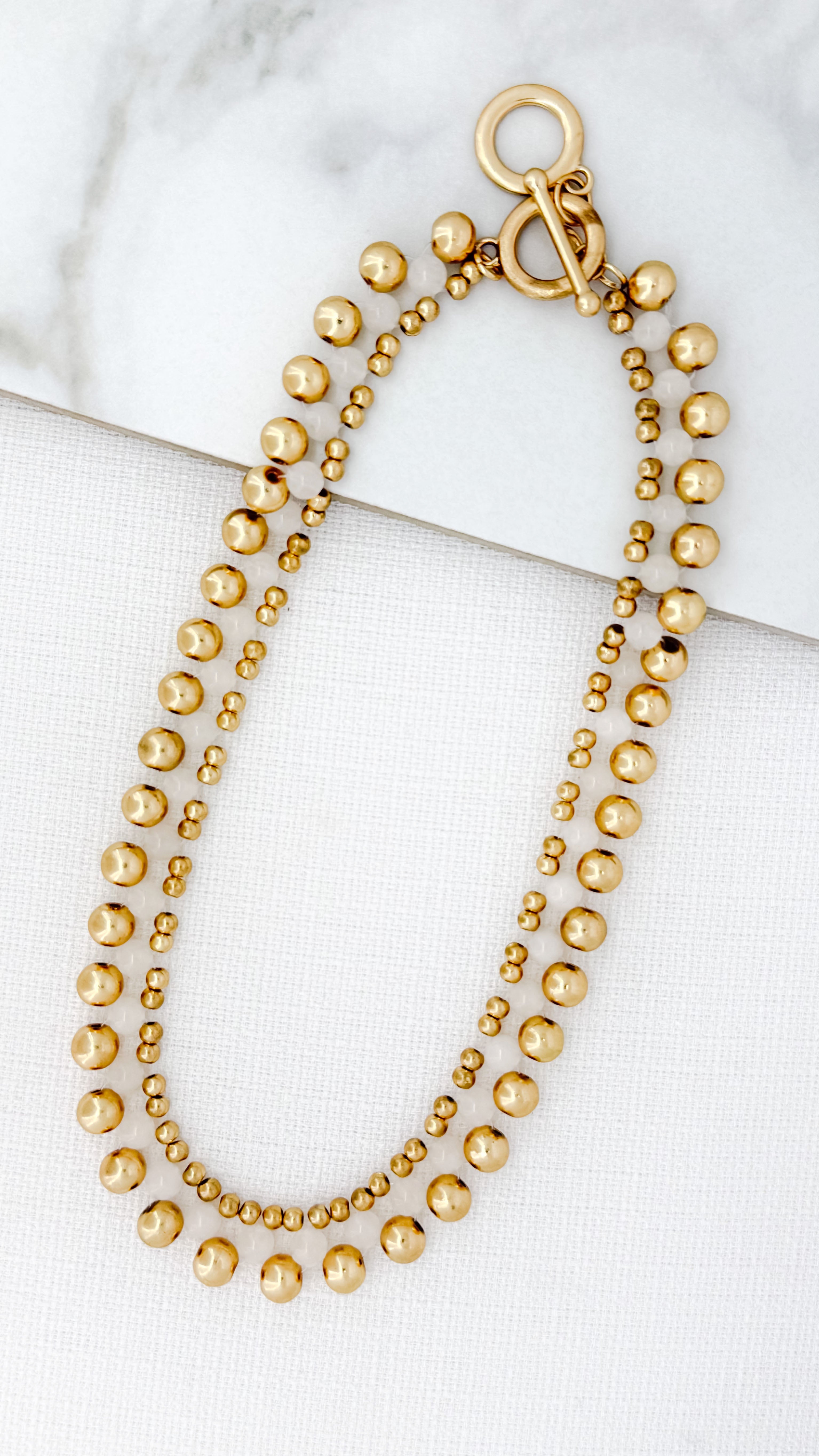 Short Beaded Necklace - Gold