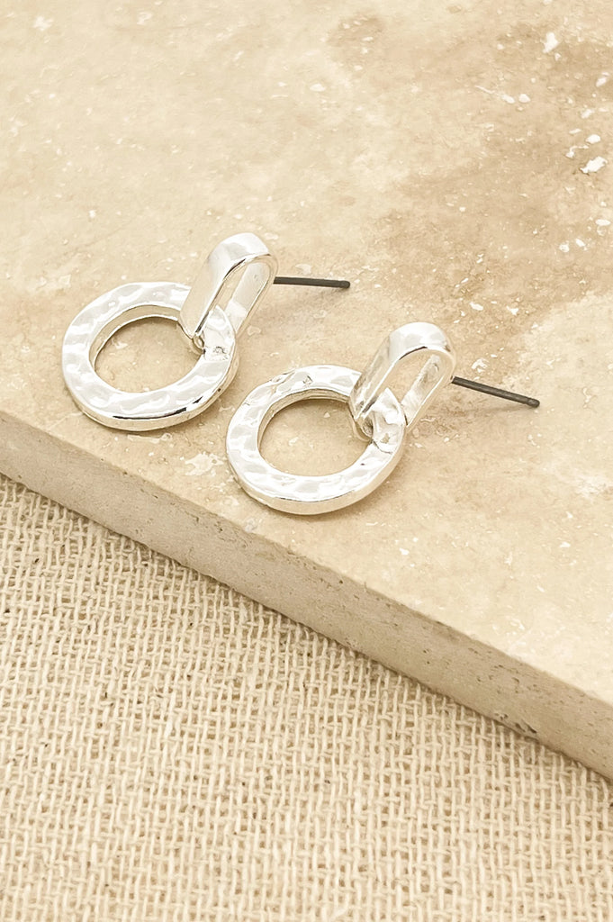 Textured Circle Earrings in Silver