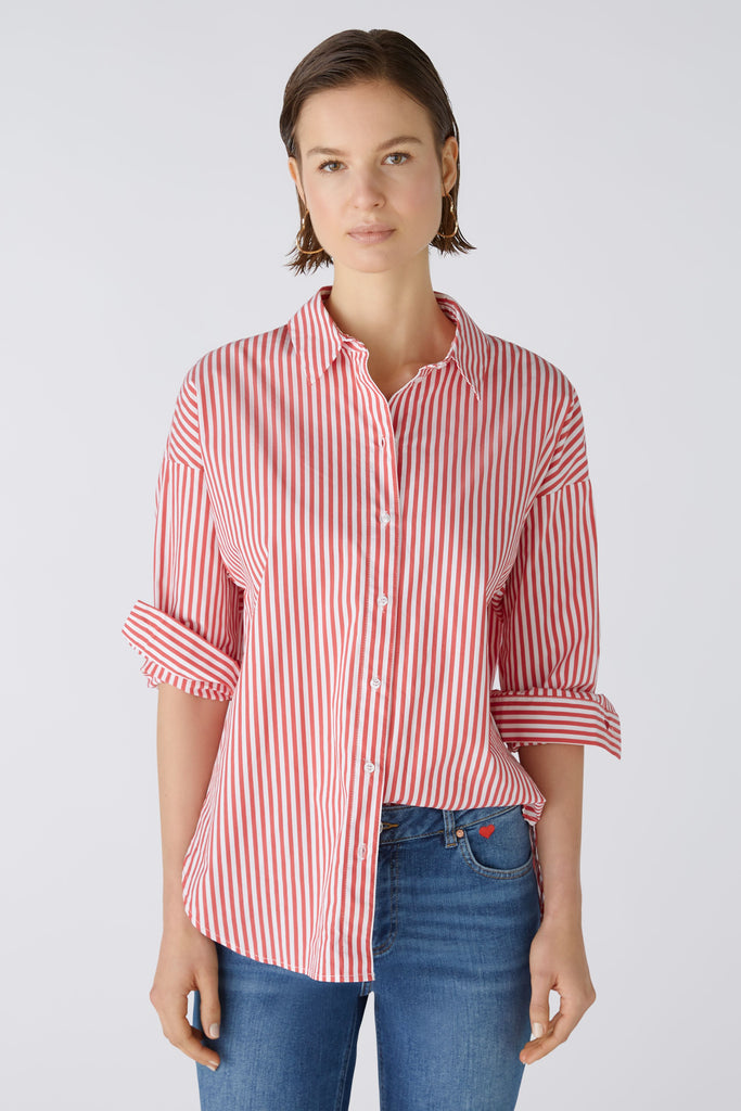Long Pinstripe Shirt in Red