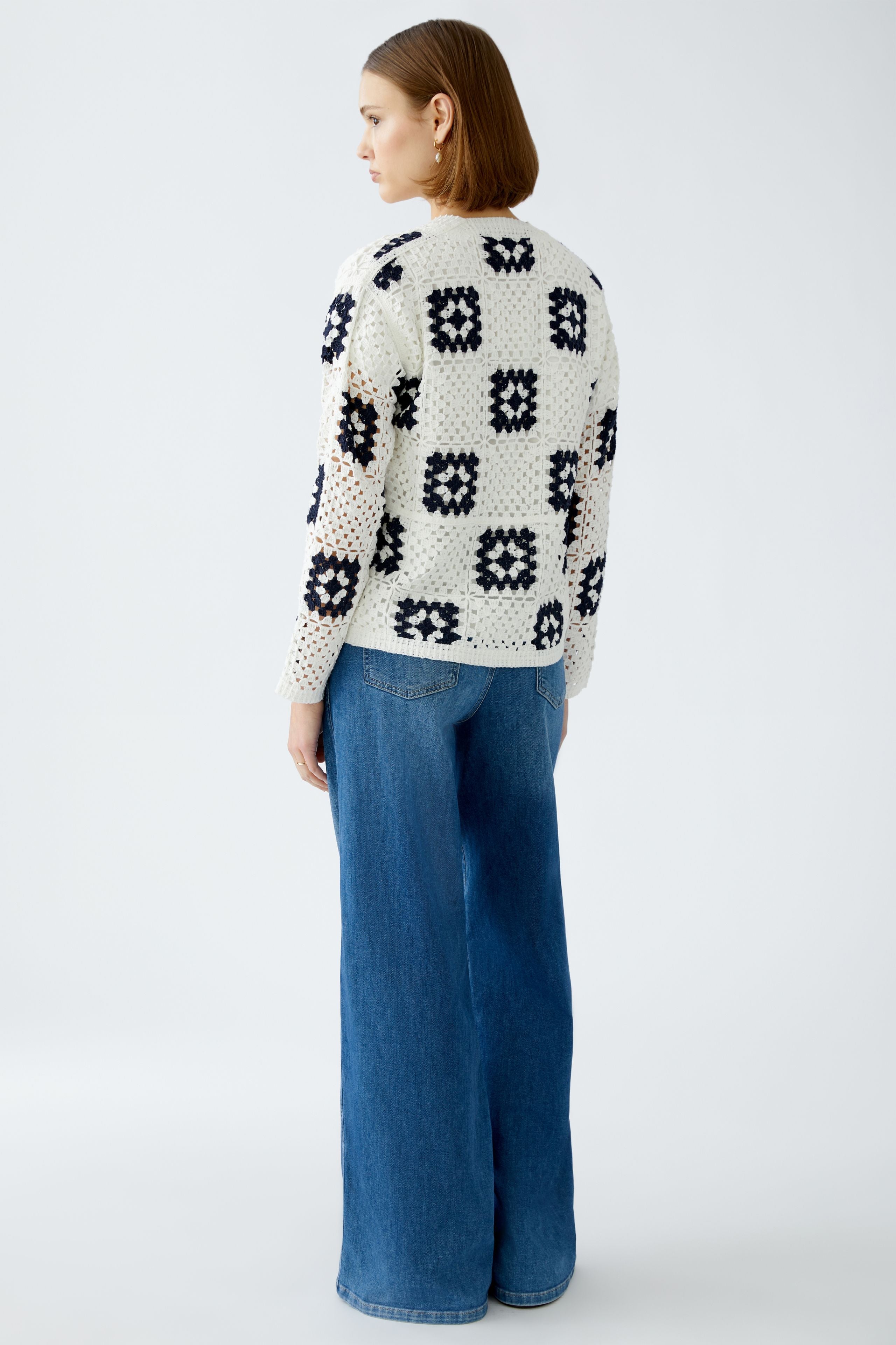 Crotchet Cardigan - White/Blue