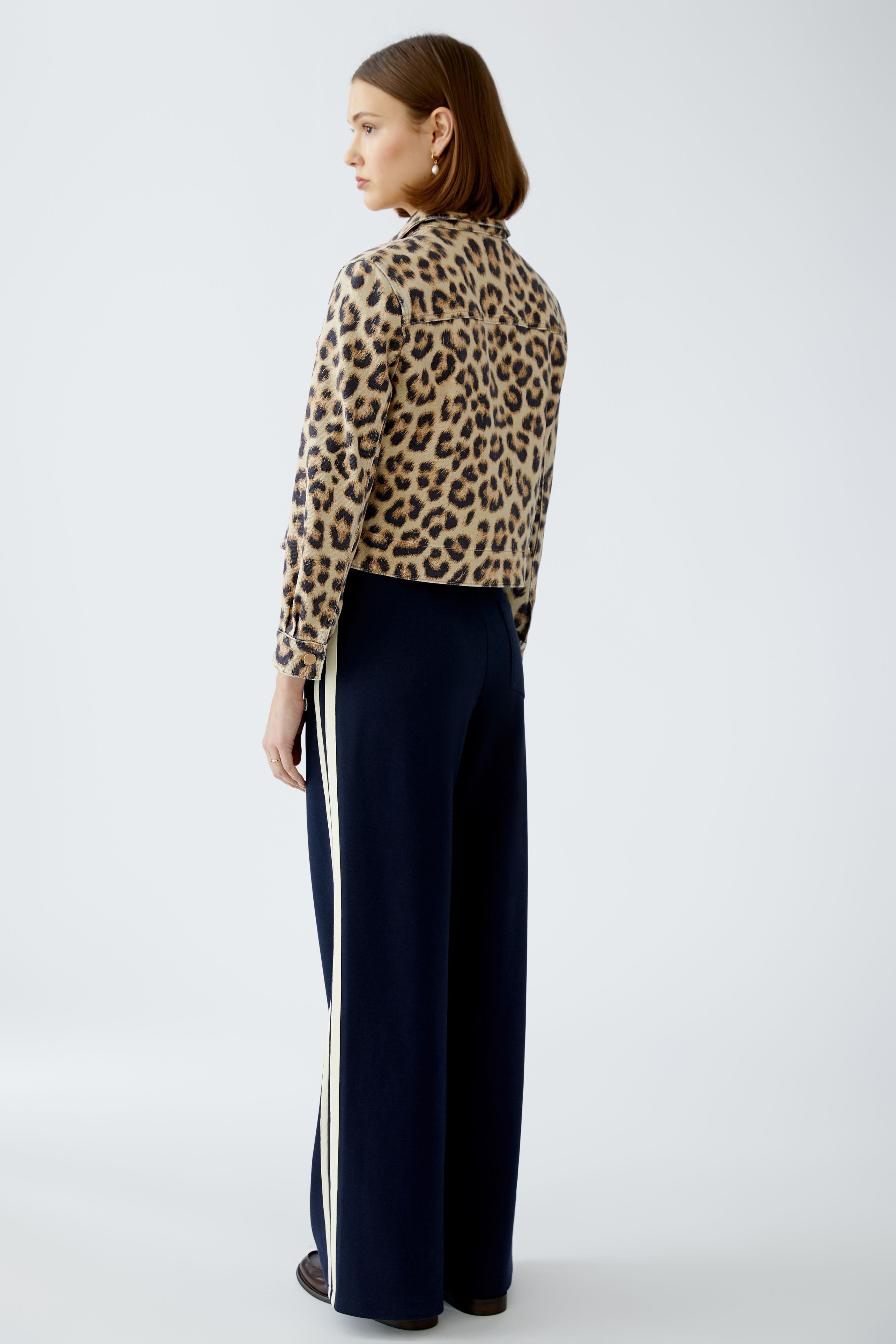 Boxy Denim Jacket - Leopard Print