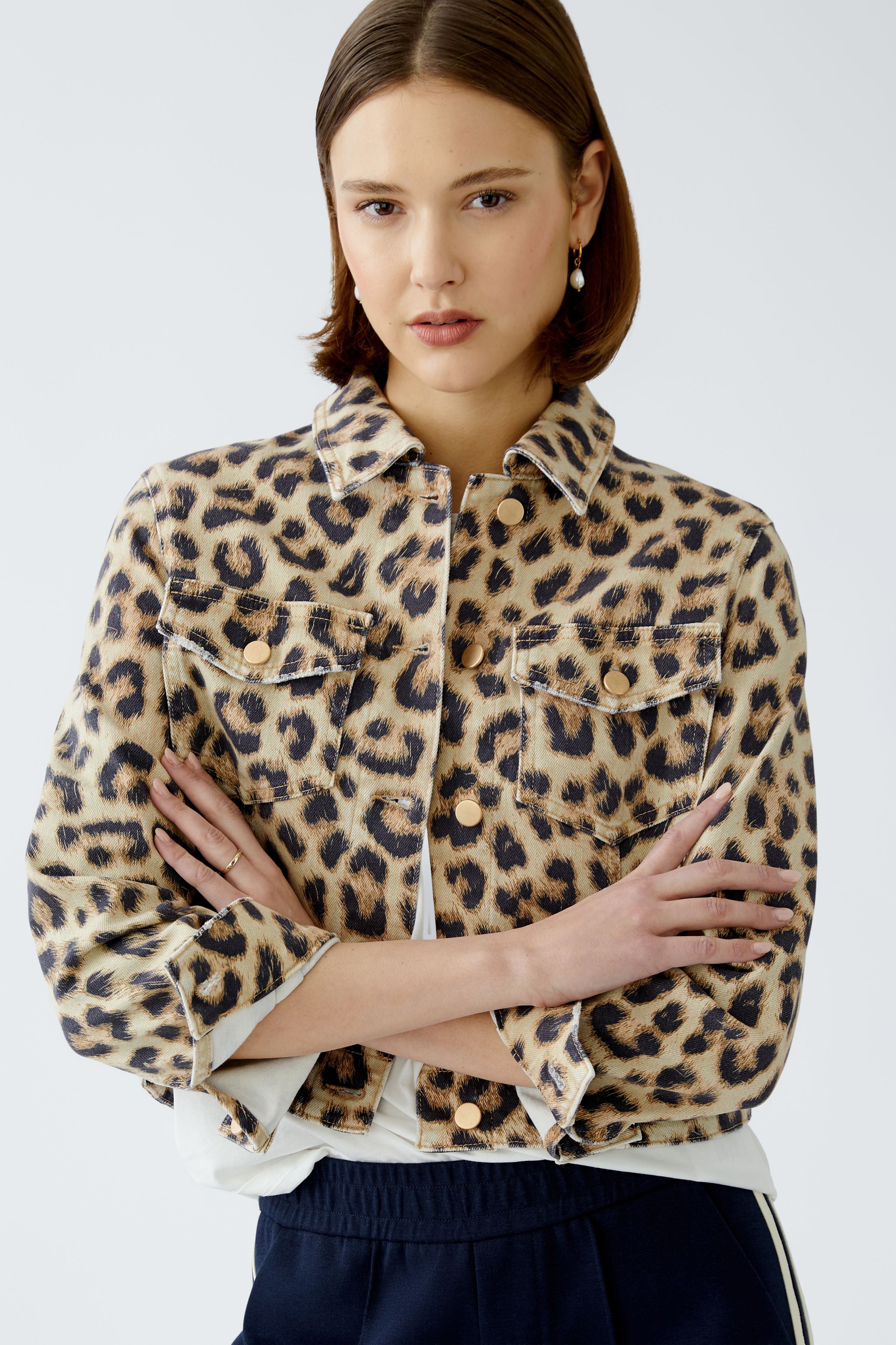 Boxy Denim Jacket - Leopard Print