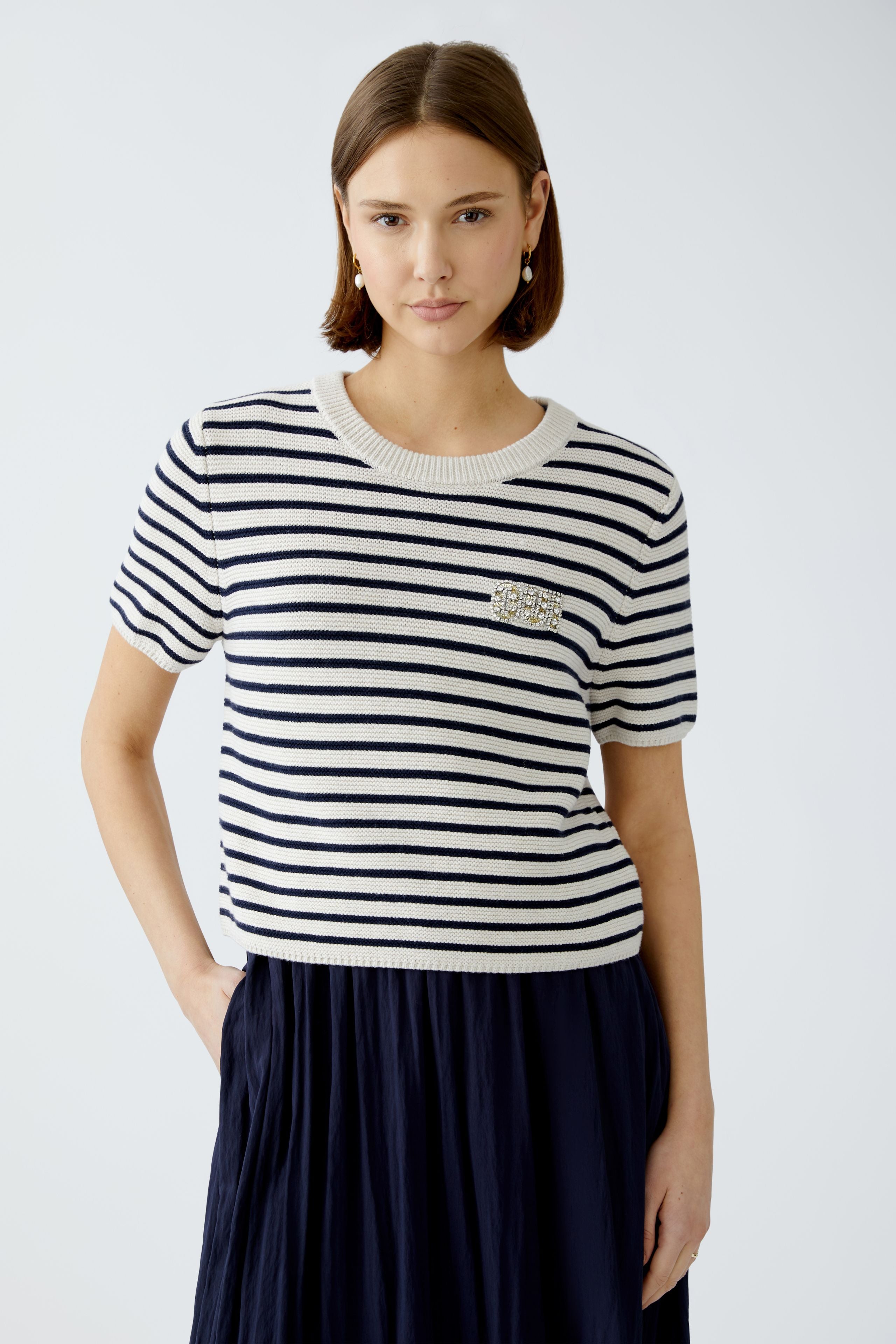 Short-Sleeved Jumper - Stone/Navy