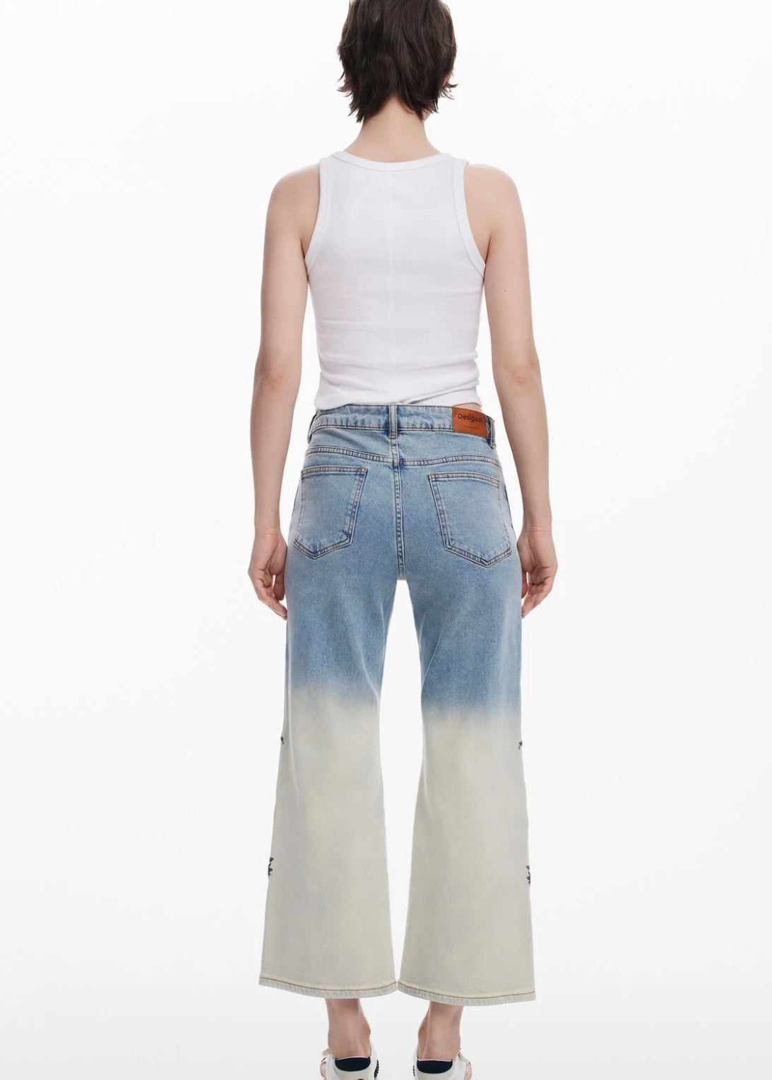 Floral Ankle Grazer Jeans - Bleach Blue