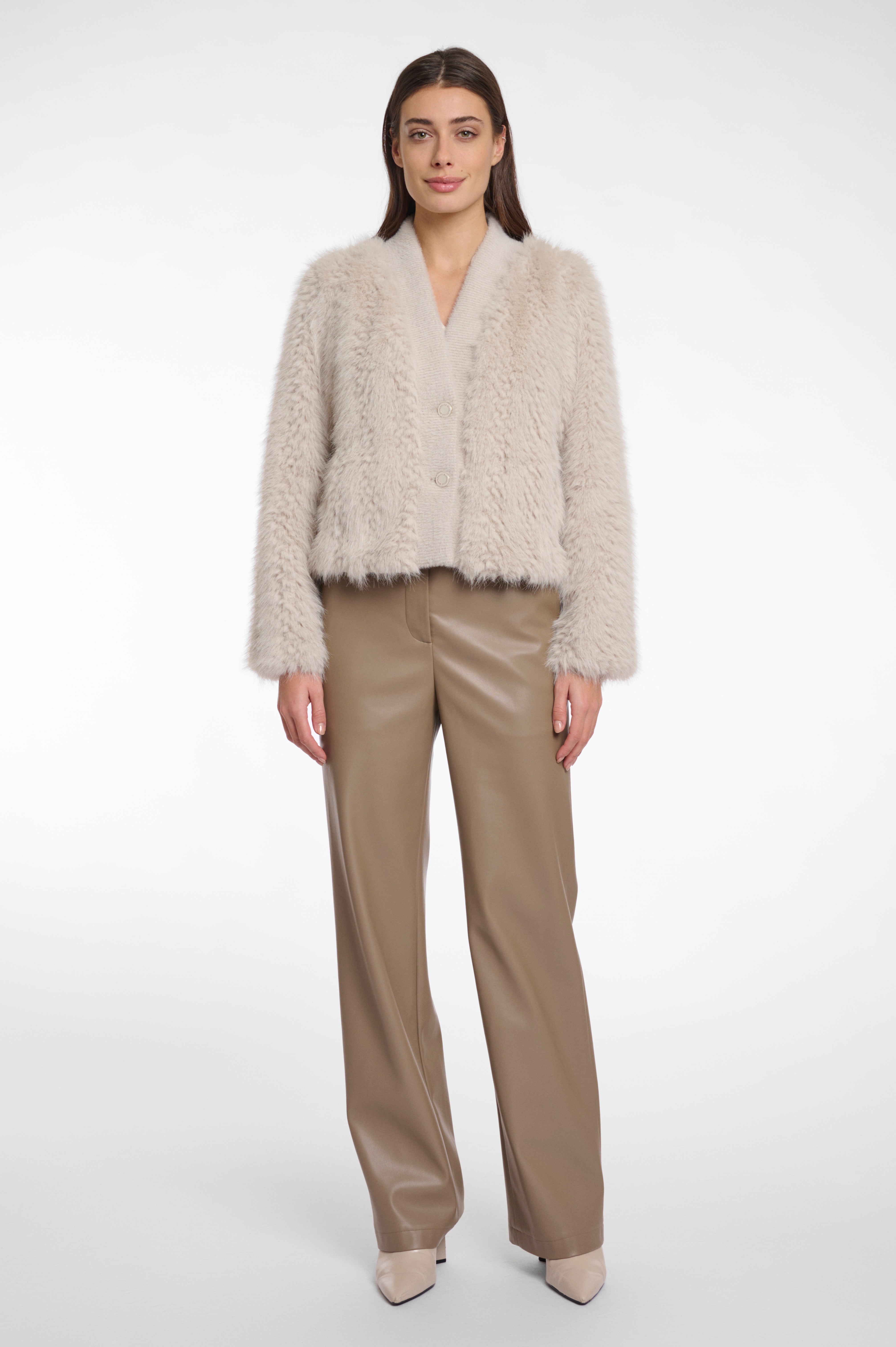 Chaimae Faux Fur Cardigan - Birch