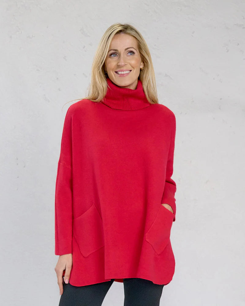 Oversized Polo Neck - Red