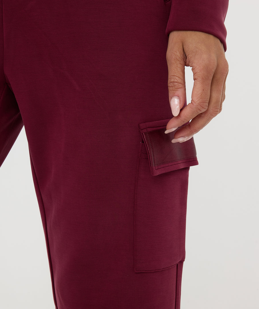 Trouser Cargo Satin Modal - Wine