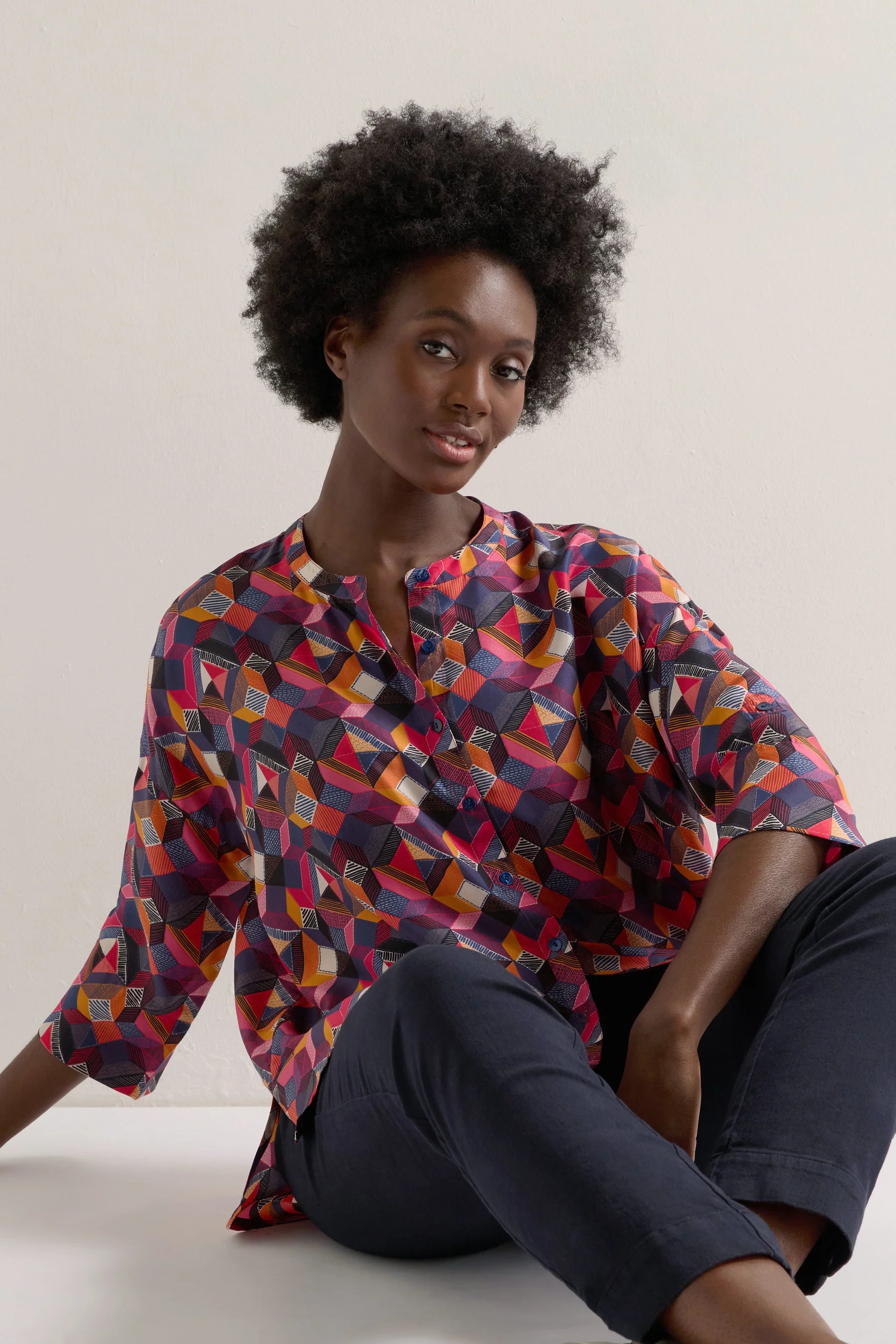 Small Stitched Squares Shirt - Multi