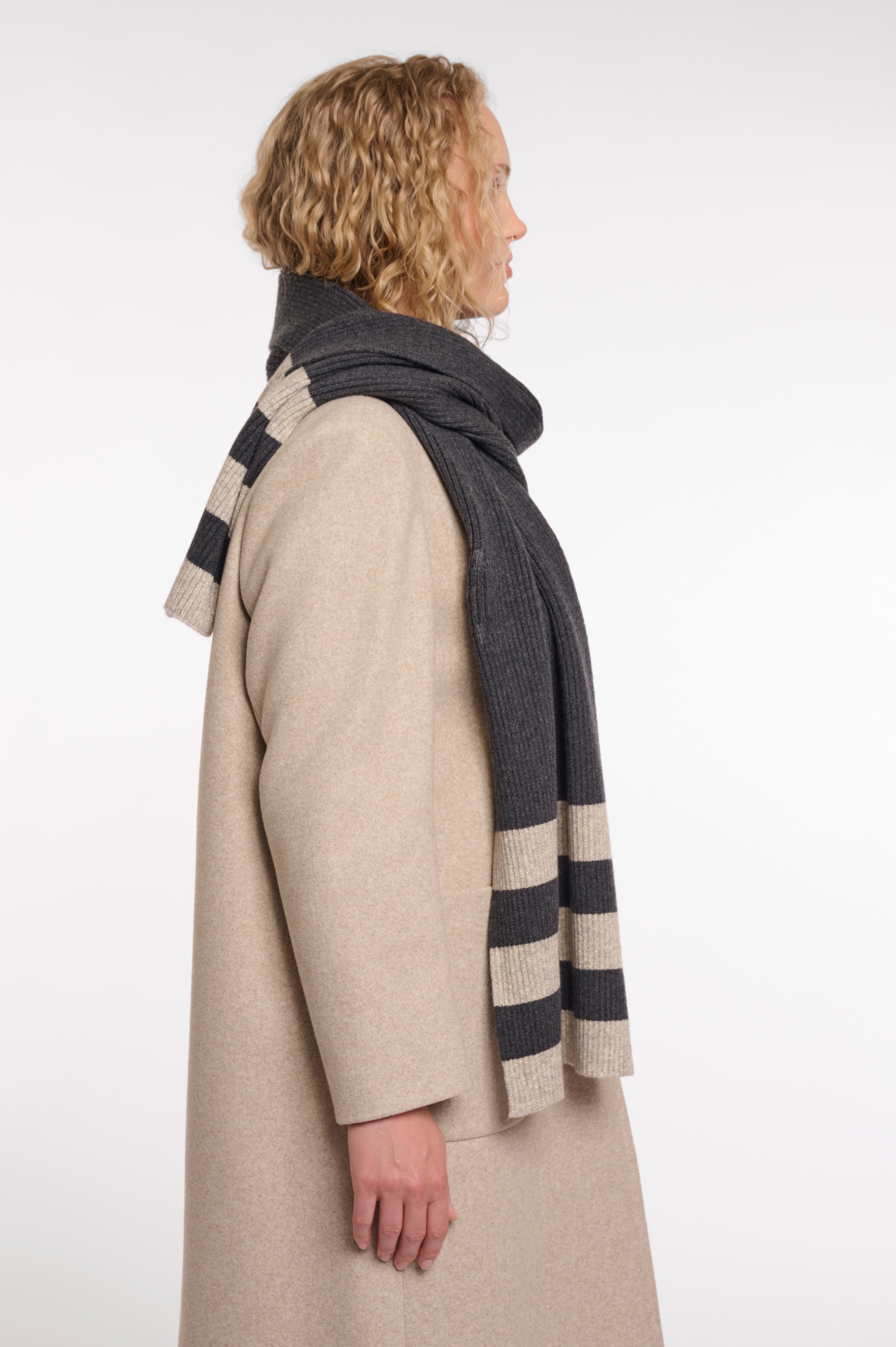 Hetty Striped Scarf - Grey