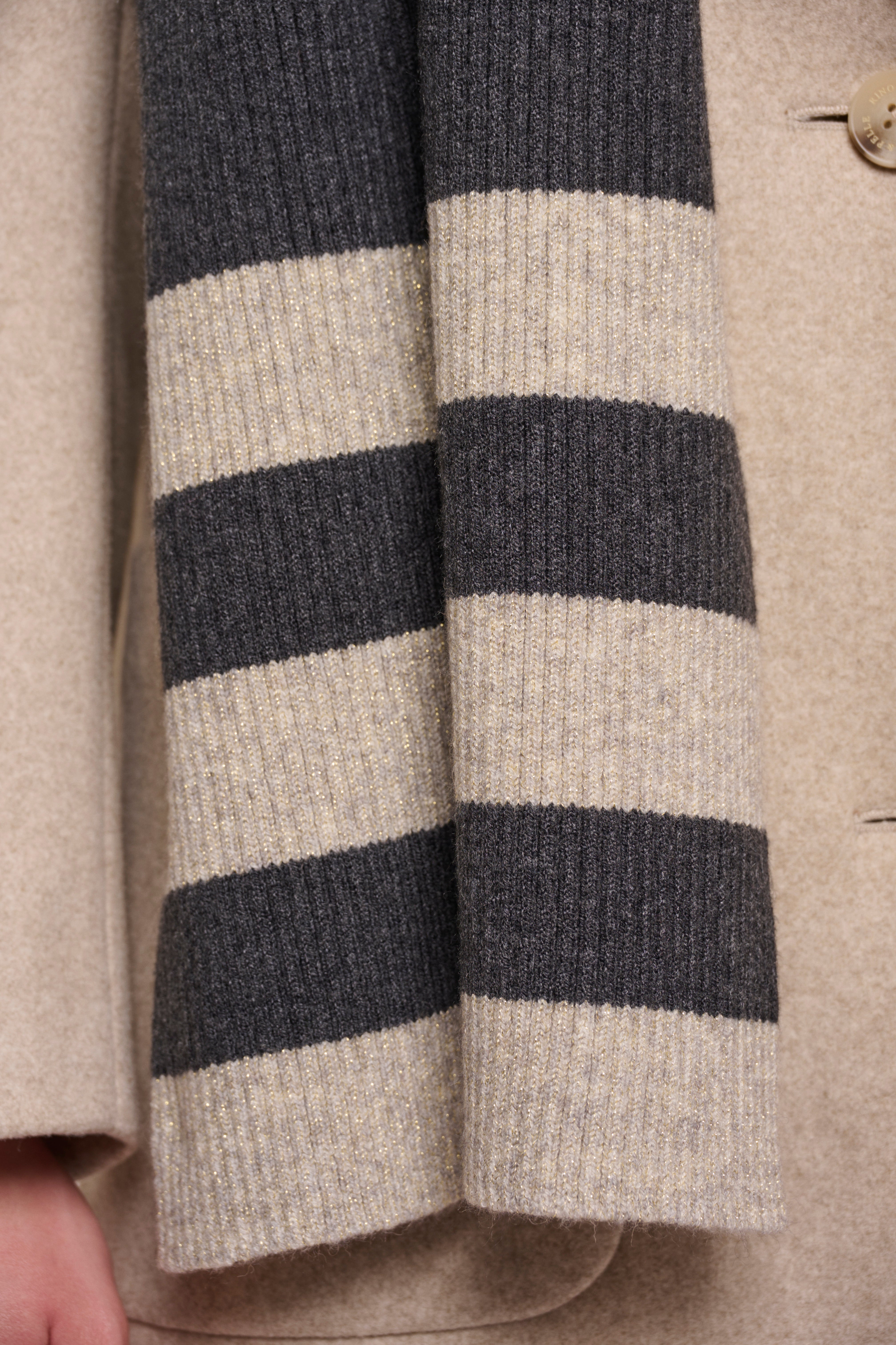 Hetty Striped Scarf - Grey