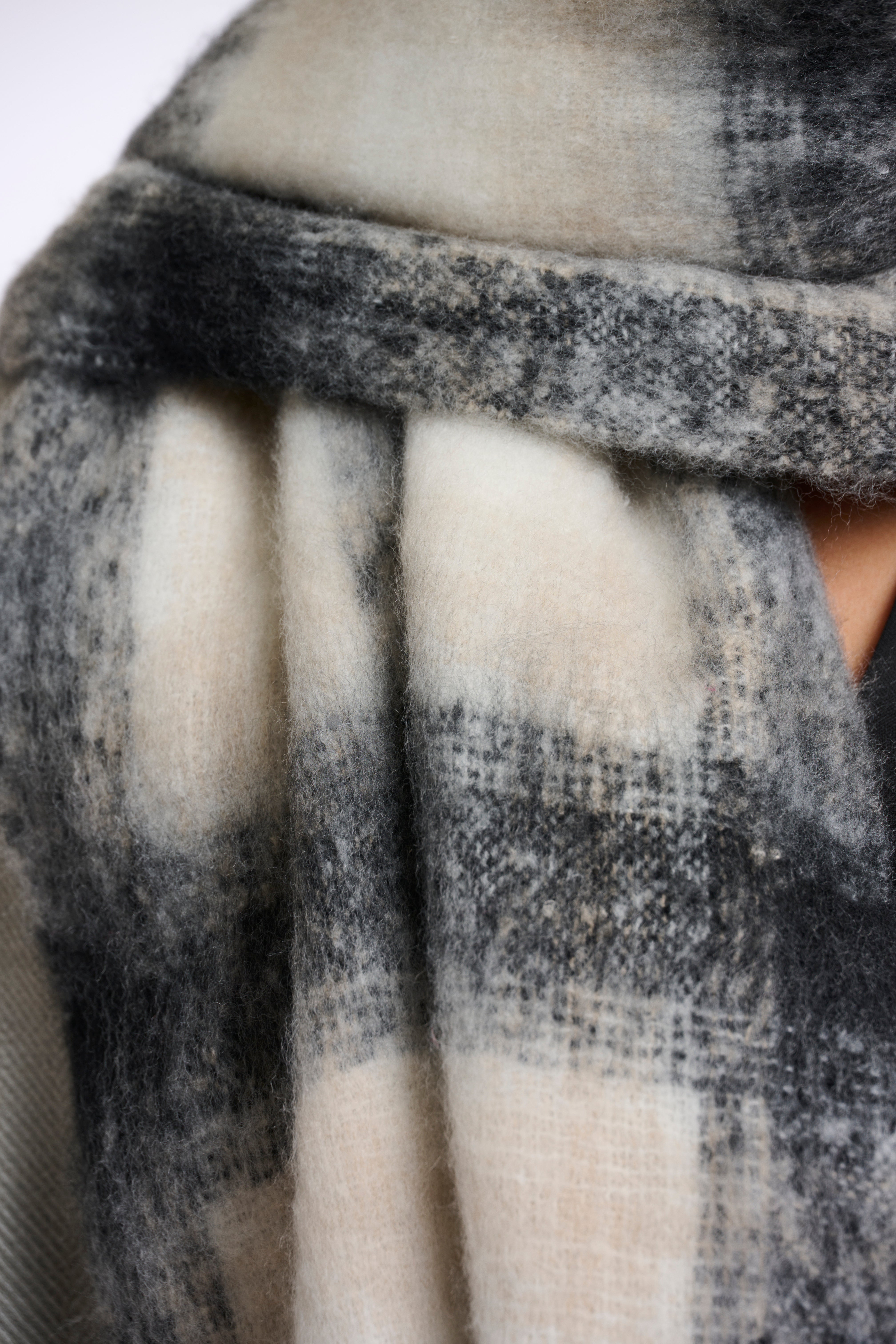 Hipke Checked Scarf - Grey Mix