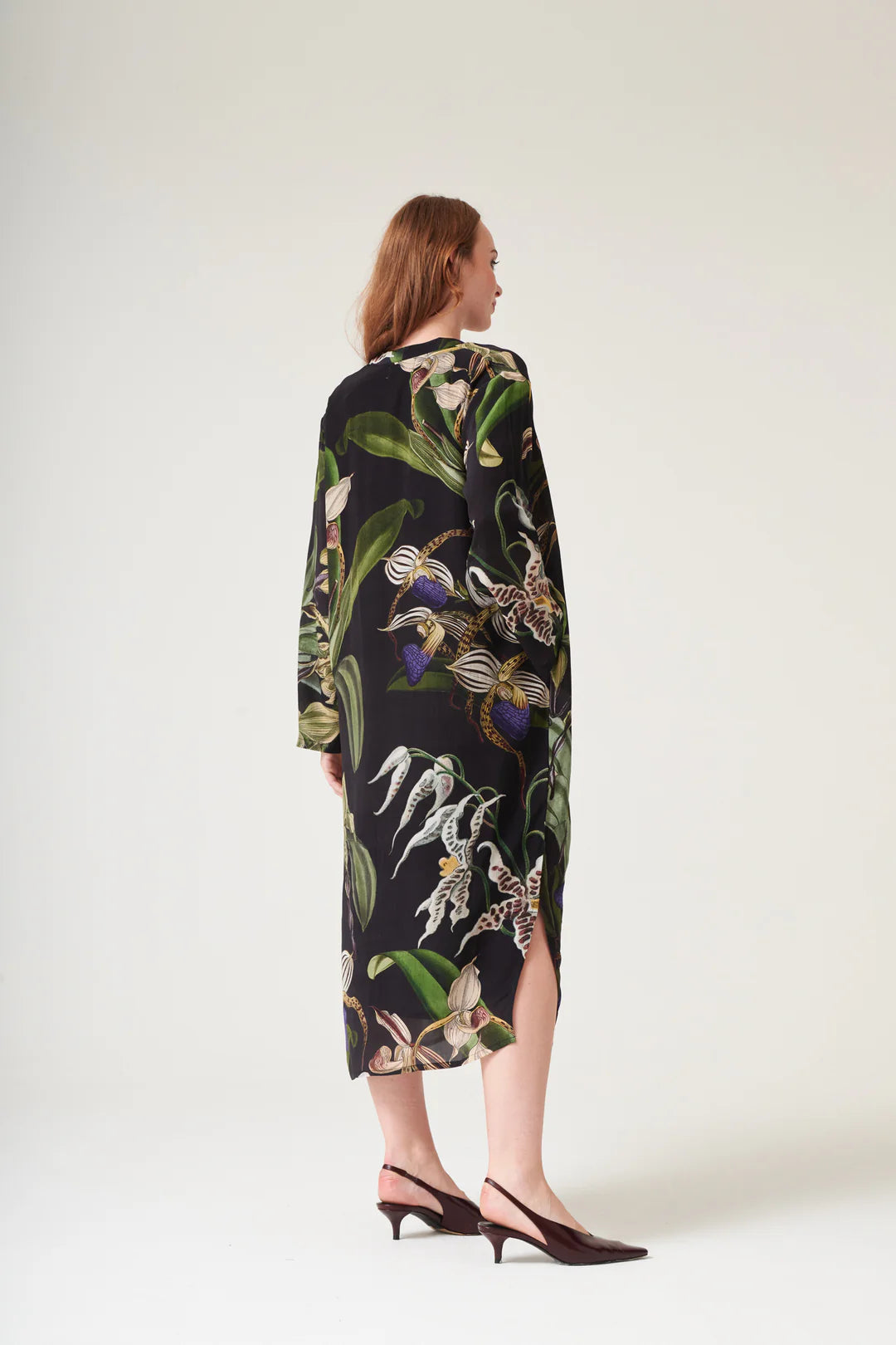Orchid Midi Dress - Black Multi