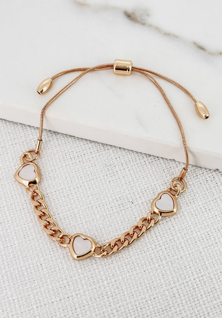 Adjustable Heart Bracelet in Gold