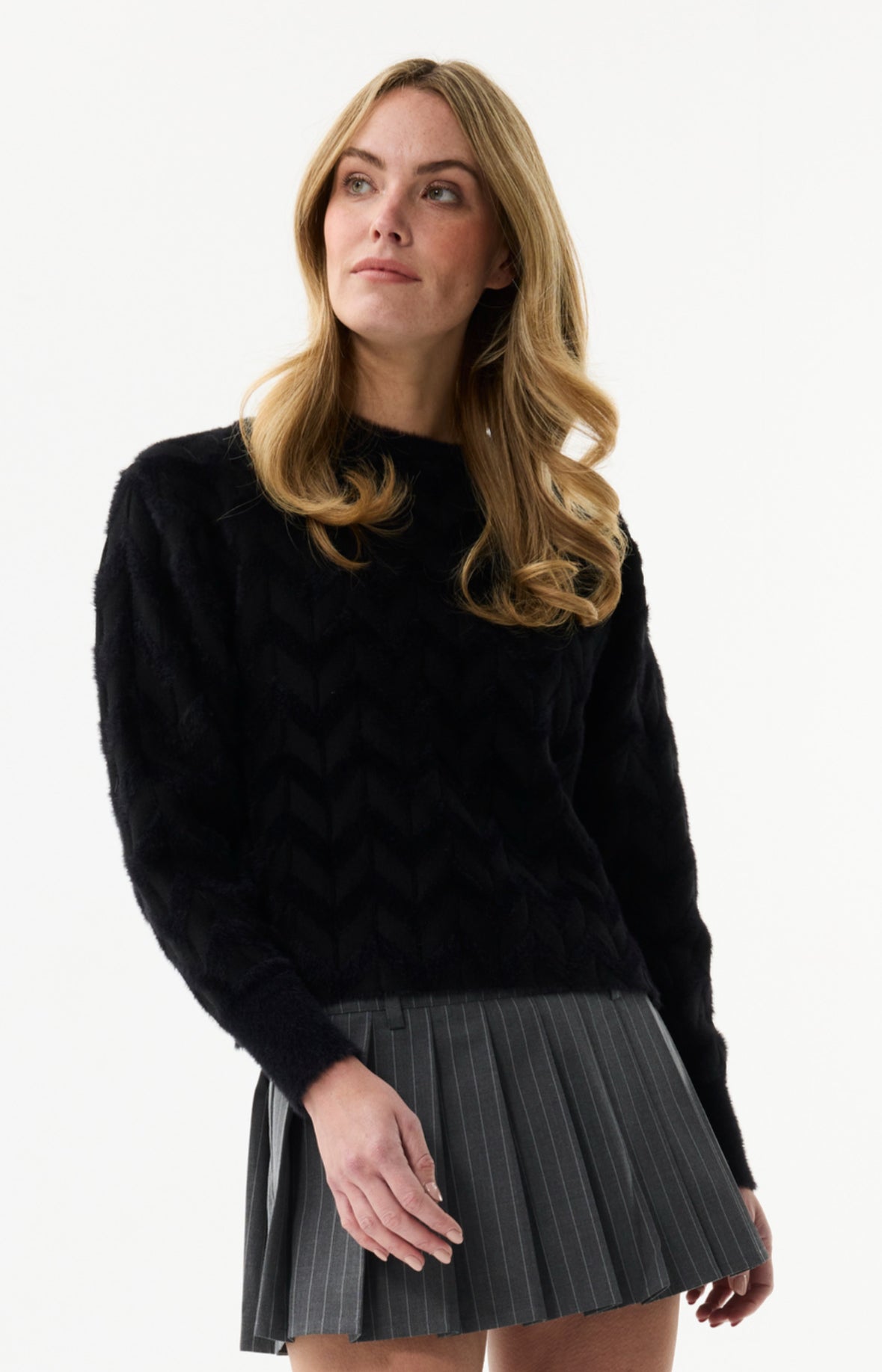 Faux Fur Sweater - Black