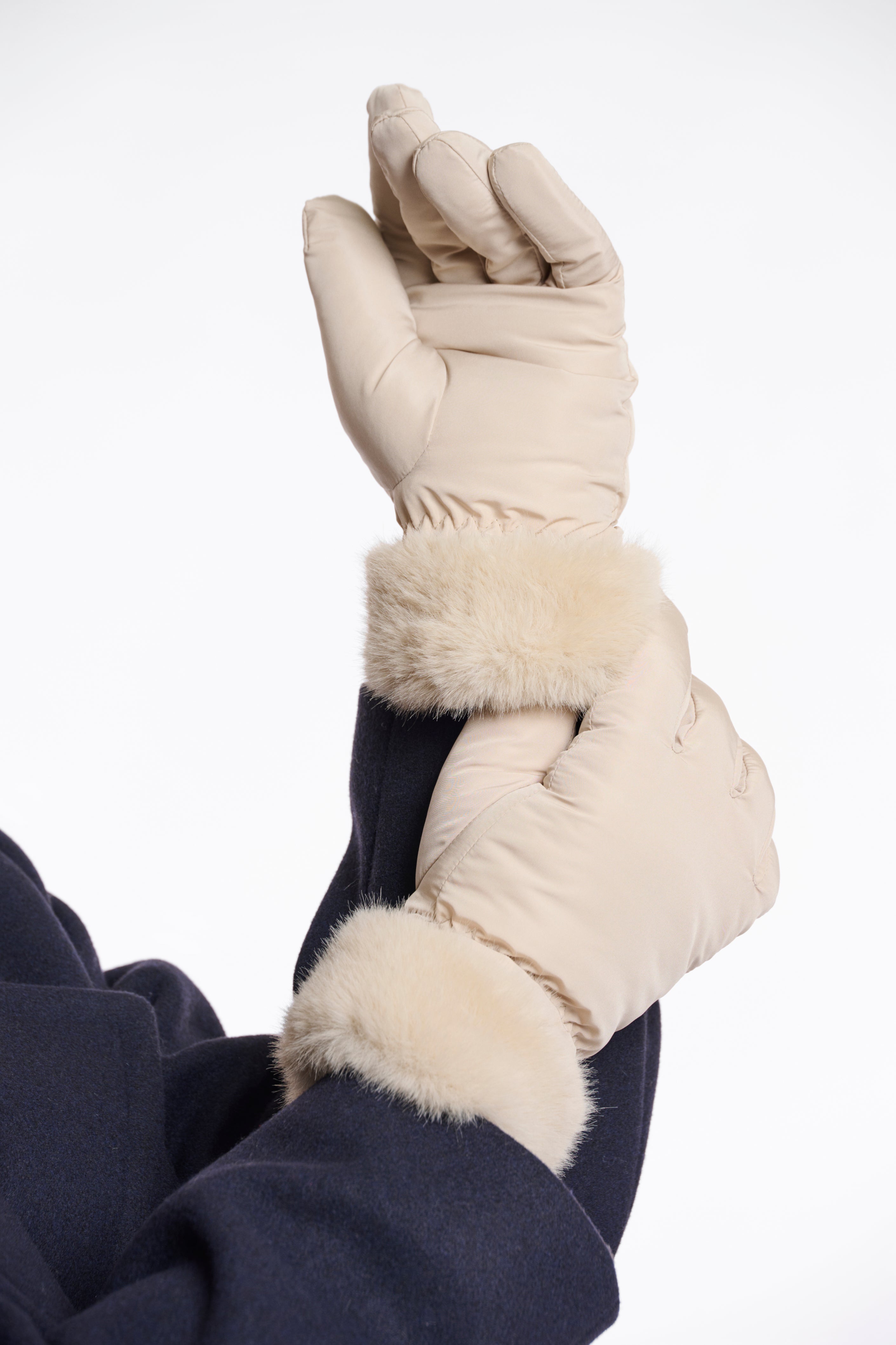 Omaire Faux Fur Trim Gloves - Birch