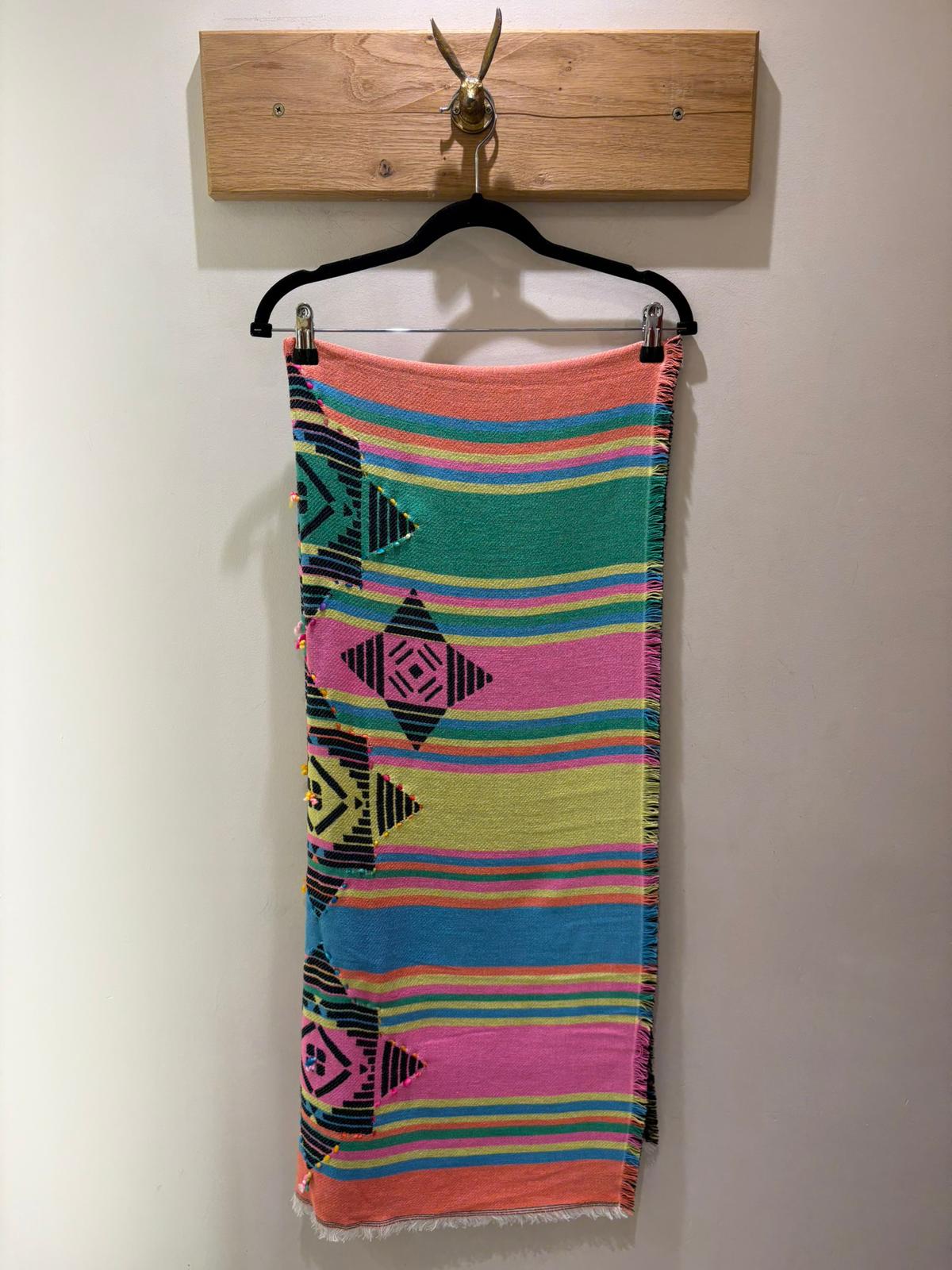 Reversible Stripe Motif Scarf - Multi