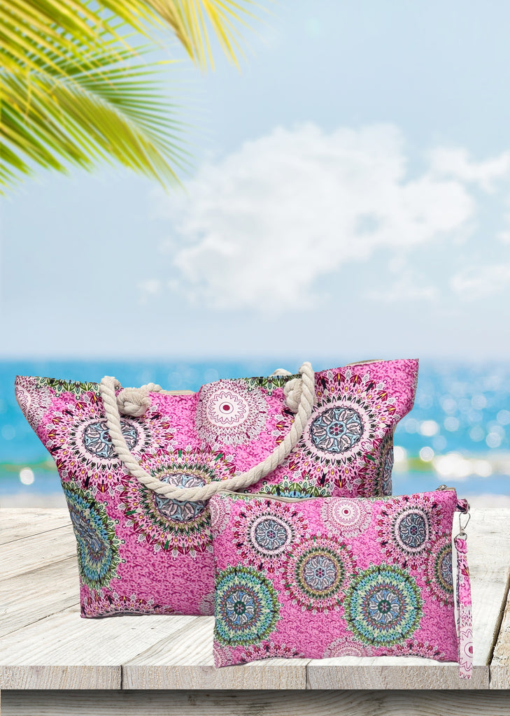 Mandala Beach Bag in Pink
