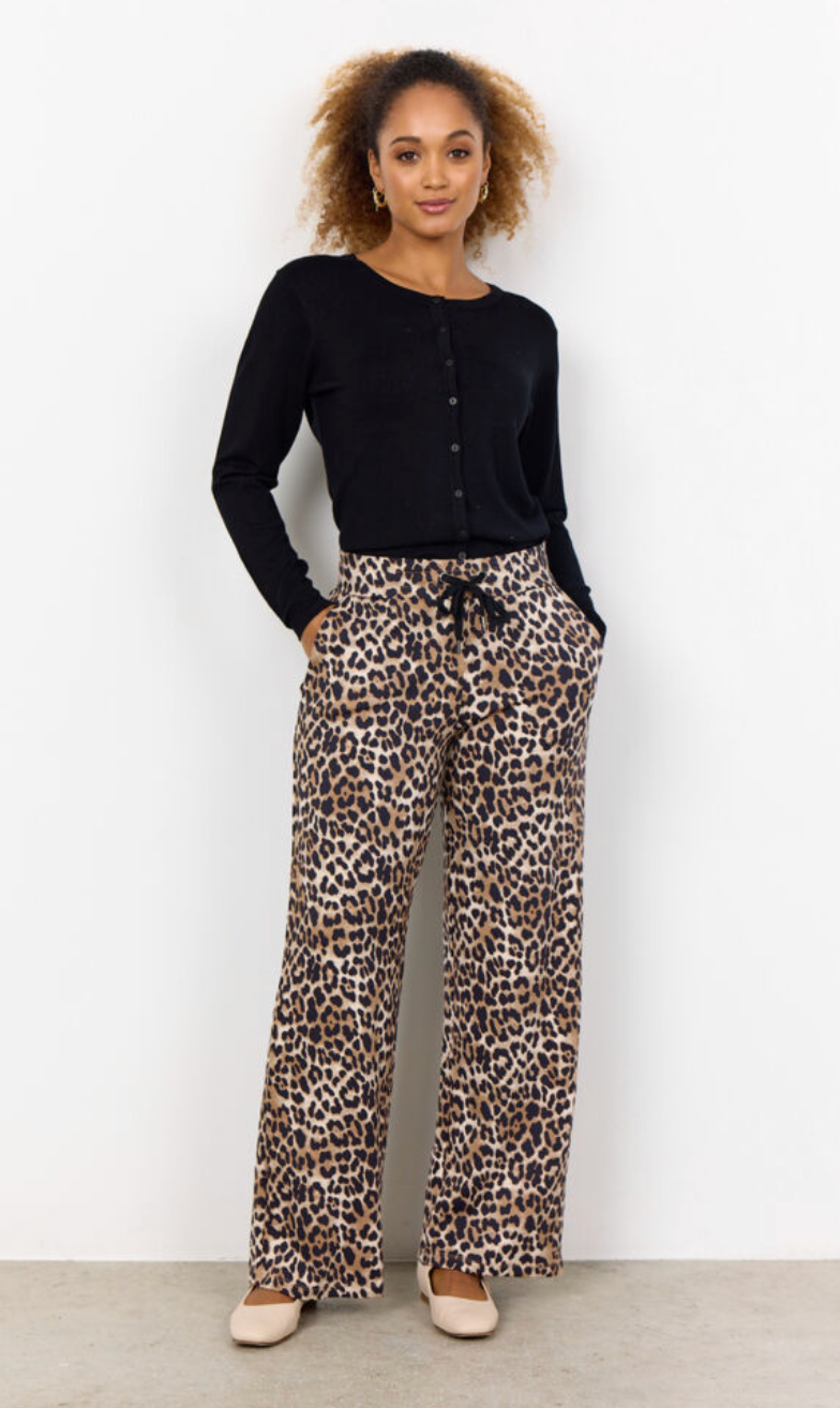 Ophia Wide Leg Jogger - Leopard Print