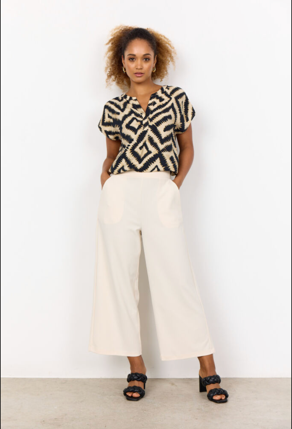 Siham Wide Leg Trousers - Cream