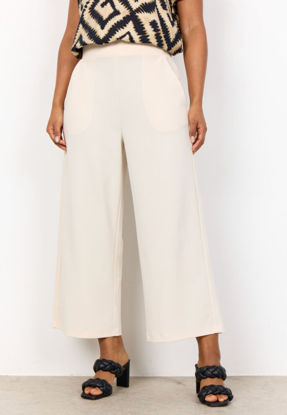 Siham Wide Leg Trousers - Cream