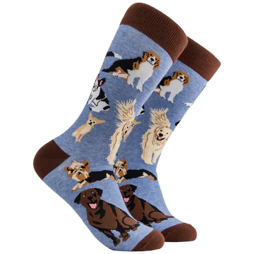 Dog Lover Socks in Blue & Brown