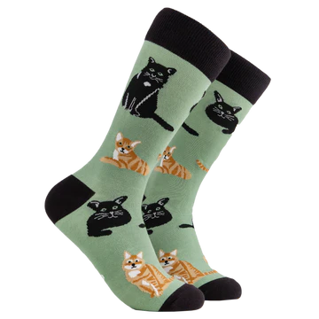 Cat Lover Socks in Green