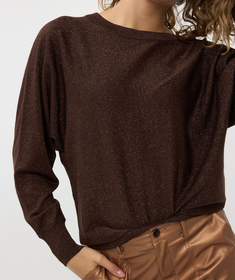 Sweater Batwing Lurex - Chocolate