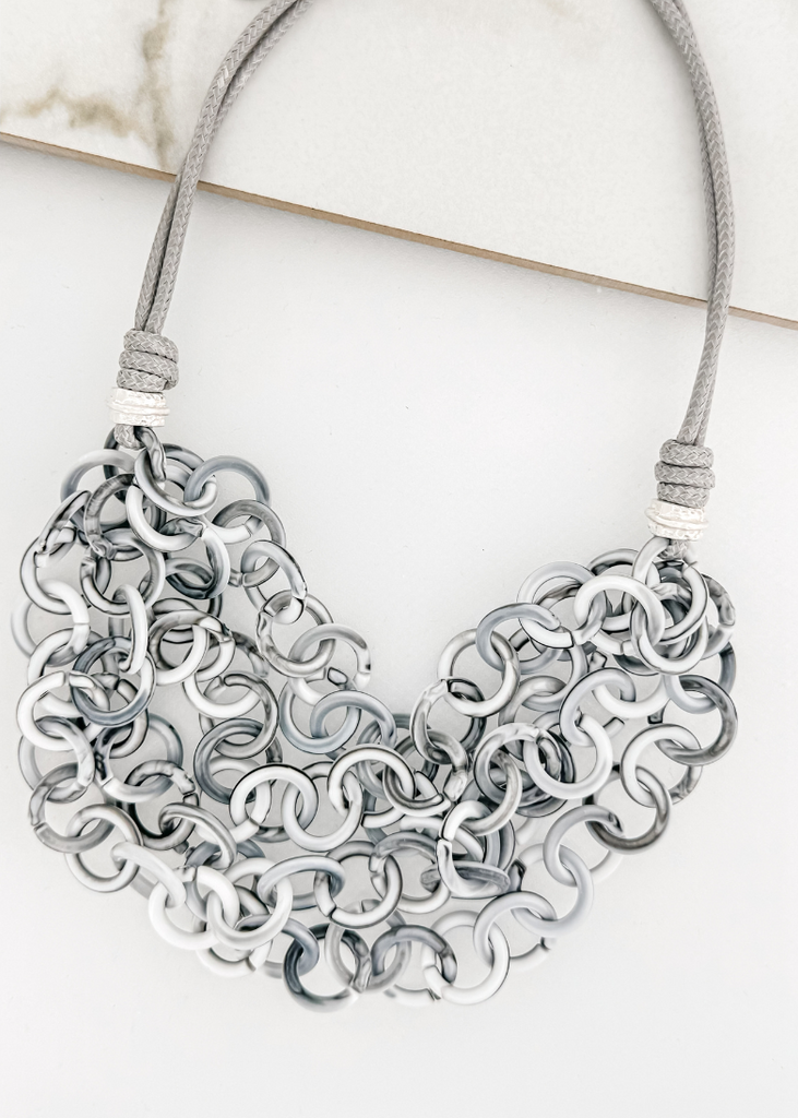 Cluster Chain Link Necklace in Grey